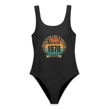 Vintage 1970 Mars 1970 - Maillot de bain femme - noir - Devant - AI Model Female 172 light (172cm)
