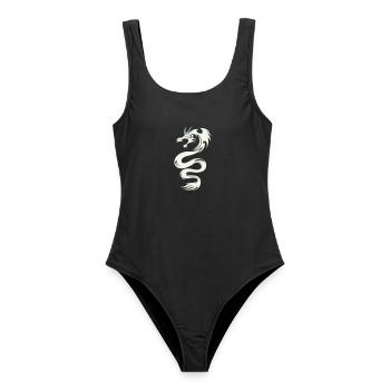 Weißer Drachen Silhouette - Frauen Badeanzug - Schwarz - Vorne - AI Model Female 172 light (172cm)