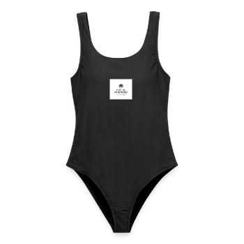Take Me Somewhere – Logo - Frauen Badeanzug - Schwarz - Vorne - AI Model Female 172 light (172cm)