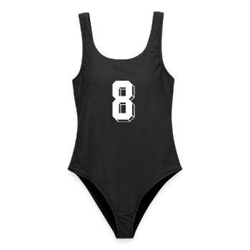 8 Jahre Trikot Nummer 8 sport trikot 8 - Frauen Badeanzug - Schwarz - Vorne - AI Model Female 172 light (172cm)