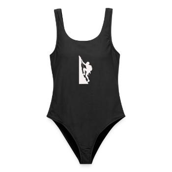 Klettersilhouette am Felsen - Frauen Badeanzug - Schwarz - Vorne - AI Model Female 172 light (172cm)