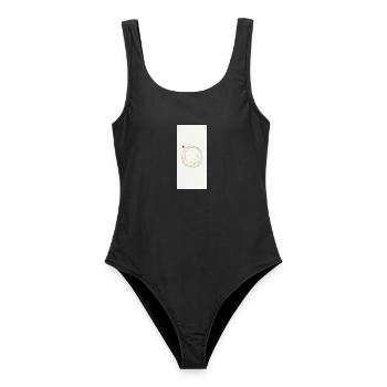 Lächelnder Zen Enso Kreis - Frauen Badeanzug - Schwarz - Vorne - AI Model Female 172 light (172cm)