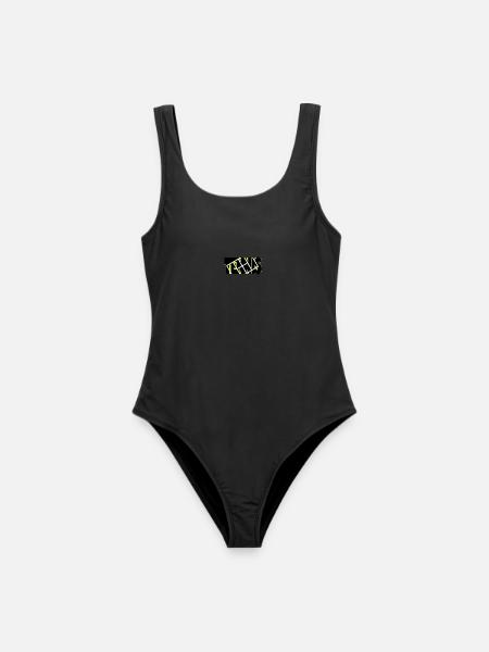 TENNIS-Neon-Raster-Overlay - Frauen Badeanzug - Schwarz