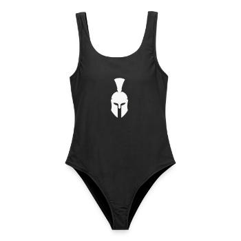 Spartanischer Helm Minimalismus - Frauen Badeanzug - Schwarz - Vorne - AI Model Female 172 light (172cm)