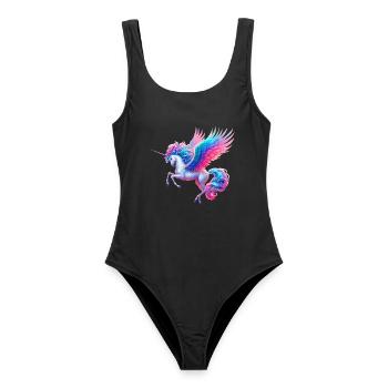 Einhorn (02) - Frauen Badeanzug - Schwarz - Vorne - AI Model Female 172 light (172cm)