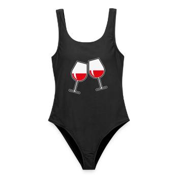 2 verres à vin rouge (vin rouge / vin / bulbeux / à 3°C) - Maillot de bain femme - noir - Devant - AI Model Female 172 light (172cm)