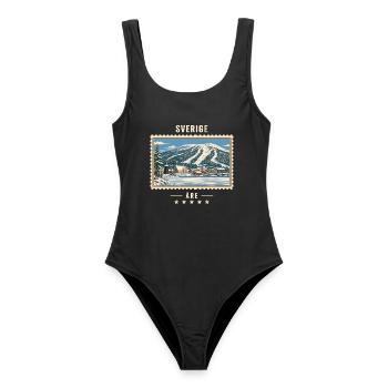 Schweden Åre Winter Vintage Reisemarke - Frauen Badeanzug - Schwarz - Vorne - AI Model Female 172 light (172cm)