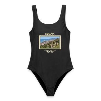 Spanien Málaga Vintage Reisemarke - Frauen Badeanzug - Schwarz - Vorne - AI Model Female 172 light (172cm)