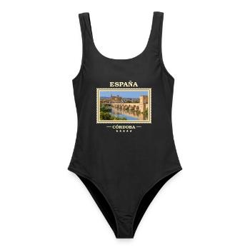 Spanien Córdoba Vintage Reisemarke - Frauen Badeanzug - Schwarz - Vorne - AI Model Female 172 light (172cm)