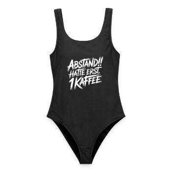 Morgenmuffel Kaffee - Frauen Badeanzug - Schwarz - Vorne - AI Model Female 172 light (172cm)