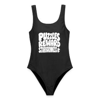 Puzzlehumor – Puzzles Reward Stubbornness - Frauen Badeanzug - Schwarz - Vorne - AI Model Female 172 light (172cm)