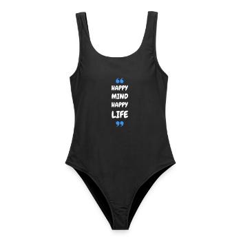 Happy Mind, Happy Life - Frauen Badeanzug - Schwarz - Vorne - AI Model Female 172 light (172cm)