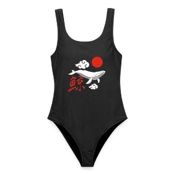 Baleine blanche et soleil rouge - Maillot de bain femme - noir - Devant - AI Model Female 172 light (172cm)