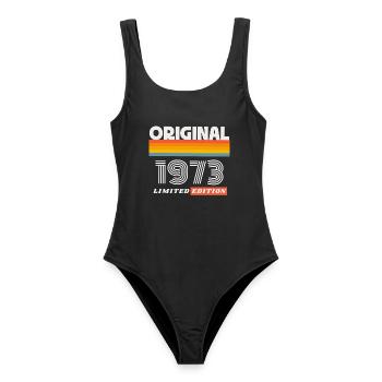 1973 Original Geburtstag Retro Vintage 70er Spruch - Frauen Badeanzug - Schwarz - Vorne - AI Model Female 172 light (172cm)