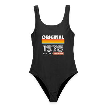 1978 Original Geburtstag Retro Vintage 70er Spruch - Frauen Badeanzug - Schwarz - Vorne - AI Model Female 172 light (172cm)