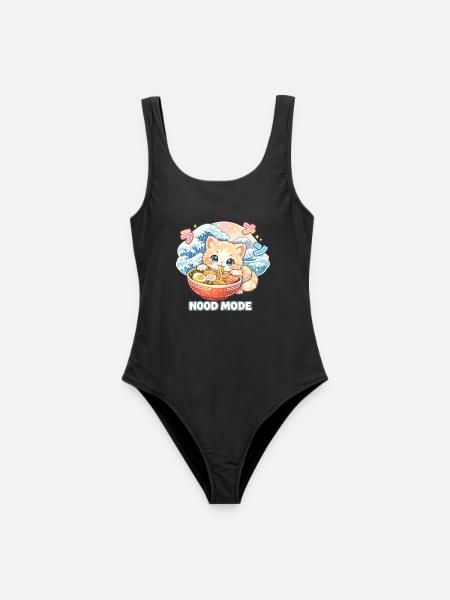Ramen Nudeln Kawaii Katze - Frauen Badeanzug - Schwarz