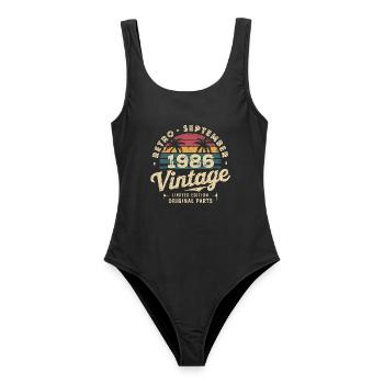 Vintage September 1986 Limited Edition September - Women's Swimsuit - black - Front - AI Model Female 172 light (172cm)