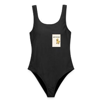 What the Duck – Verspielte Ente - Frauen Badeanzug - Schwarz - Vorne - AI Model Female 172 light (172cm)