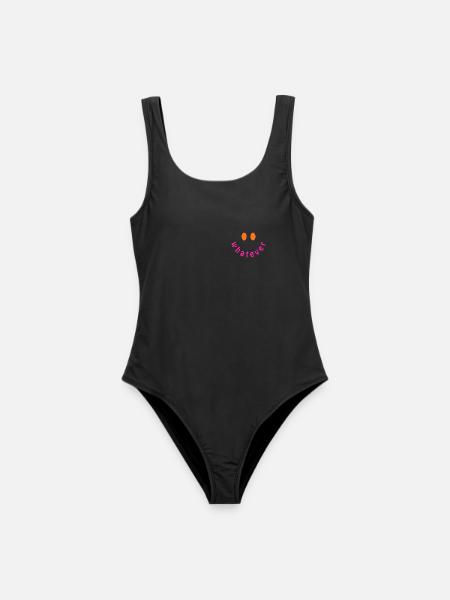 Whatever Smile - Lustiges Y2K Statement Design - Frauen Badeanzug - Schwarz