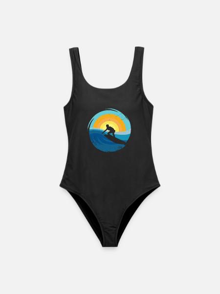 Surfer - Surfboard - Frauen Badeanzug - Schwarz