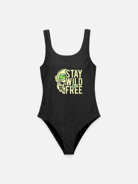 Stay Wild & Free - Frauen Badeanzug - Schwarz
