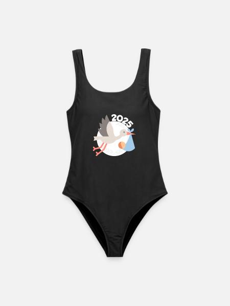 Storch mit Baby 2025 - Frauen Badeanzug - Schwarz