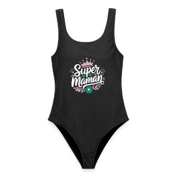 Super-Mama - Frauen Badeanzug - Schwarz - Vorne - AI Model Female 172 light (172cm)