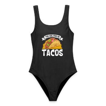 Ladies love Tacos - Frauen Badeanzug - Schwarz - Vorne - AI Model Female 172 light (172cm)
