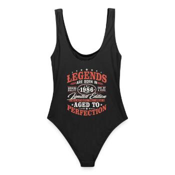 Cadeau d’anniversaire vintage vintage rétro 1986 - Maillot de bain femme - noir - Dos - AI Model Female 172 light (172cm)