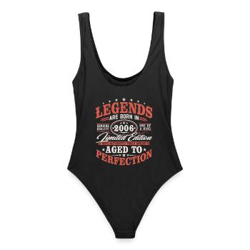 2006 Vintage Vintage Cadeau d’anniversaire Rétro - Maillot de bain femme - noir - Dos - AI Model Female 172 light (172cm)