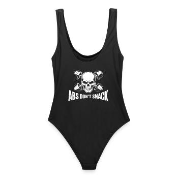 Skull Power: Abs Don't Snack - Frauen Badeanzug - Schwarz - Hinten - AI Model Female 172 light (172cm)
