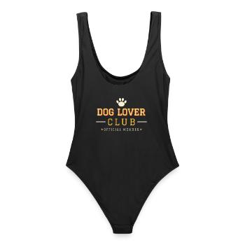 Dog Lover Club – Varsity College Style - Frauen Badeanzug - Schwarz - Hinten - AI Model Female 172 light (172cm)