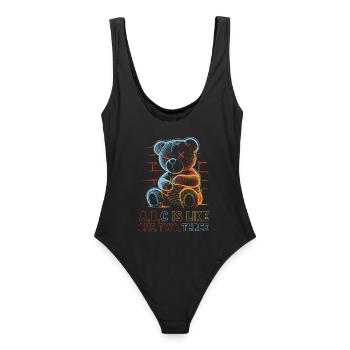 Ours aimant avec dessin de l’alphabet - Maillot de bain femme - noir - Dos - AI Model Female 172 light (172cm)