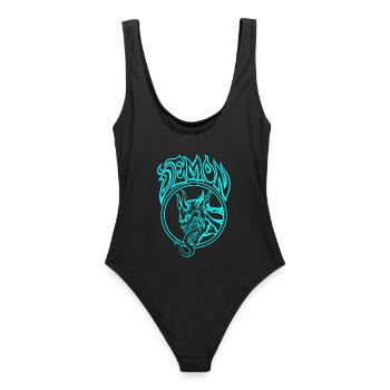 Démon bleu - Illustration d’art au trait infernal - Maillot de bain femme - noir - Dos - AI Model Female 172 light (172cm)
