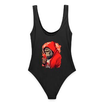 Gorille à capuche rouge - Maillot de bain femme - noir - Dos - AI Model Female 172 light (172cm)