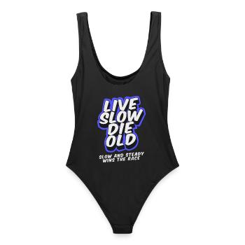 Live Slow Die Old - LSDO - Women's Swimsuit - black - Back - AI Model Female 172 light (172cm)