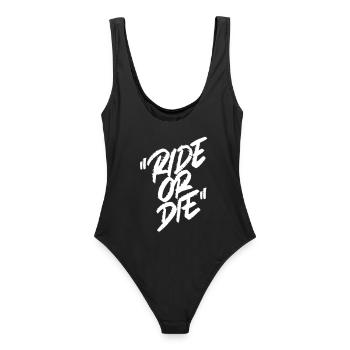 Ride or Die Handlettering Typograhpie Logo - Frauen Badeanzug - Schwarz - Hinten - AI Model Female 172 light (172cm)