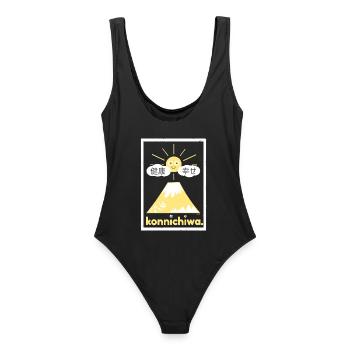 konnichiwa. drôlig. - Frauen Badeanzug - Schwarz - Hinten - AI Model Female 172 light (172cm)