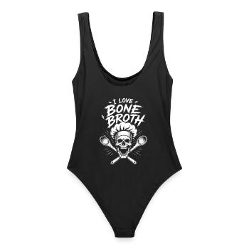 I Love Bone Broth Skull - Women's Swimsuit - black - Back - AI Model Female 172 light (172cm)