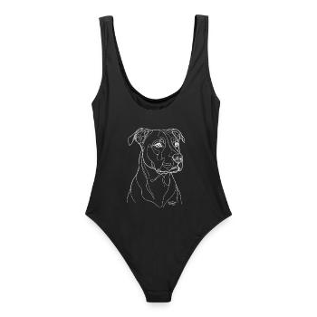 American Staffordshire Terrier WH Porträt - Frauen Badeanzug - Schwarz - Hinten - AI Model Female 172 light (172cm)