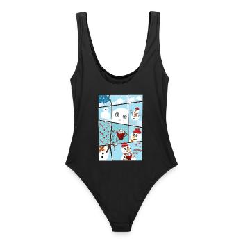Noël et histoire du bonhomme de neige hereux - Maillot de bain femme - noir - Dos - AI Model Female 172 light (172cm)