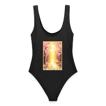 Golden Beacon in Cherry Grove - Women's Swimsuit - black - Back - AI Model Female 172 light (172cm)