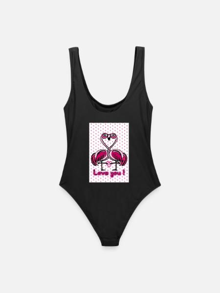 Flamingo love - Frauen Badeanzug - Schwarz