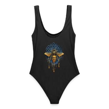 Miel d’abeille doré - apiculteur - Maillot de bain femme - noir - Dos - AI Model Female 172 light (172cm)