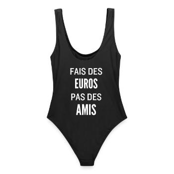 Fais Des Euros Pas Des Amis – Design Citation Stre - Maillot de bain femme - noir - Dos - AI Model Female 172 light (172cm)