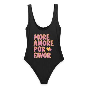 More amore por favor - Frauen Badeanzug - Schwarz - Hinten - AI Model Female 172 light (172cm)