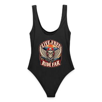 Biker leben frei mit Far Skull Wings im Freien - Frauen Badeanzug - Schwarz - Hinten - AI Model Female 172 light (172cm)