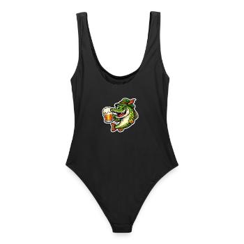 Petri Heil ! - Brochet drôle avec bière - Maillot de bain femme - noir - Dos - AI Model Female 172 light (172cm)