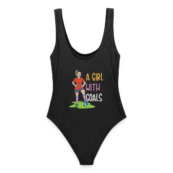Cadeau football féminin - Maillot de bain femme - noir - Dos - AI Model Female 172 light (172cm)