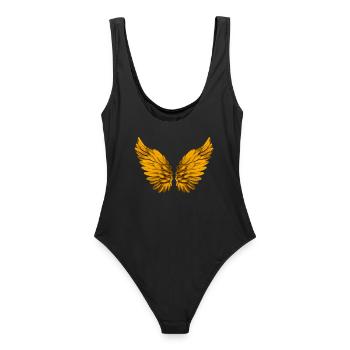 Ailes angéliques aile ange aile or or - Maillot de bain femme - noir - Dos - AI Model Female 172 light (172cm)